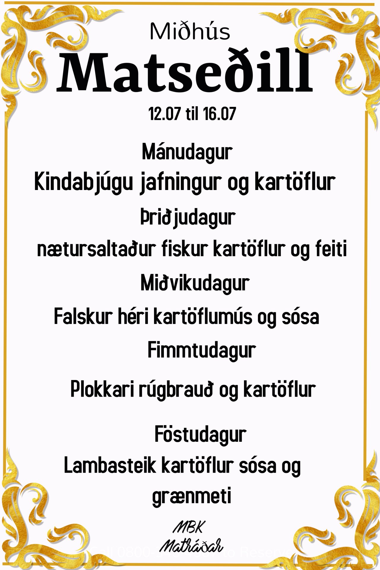 Matseðill vikunnar í Miðhúsum | Suðurnesjabær