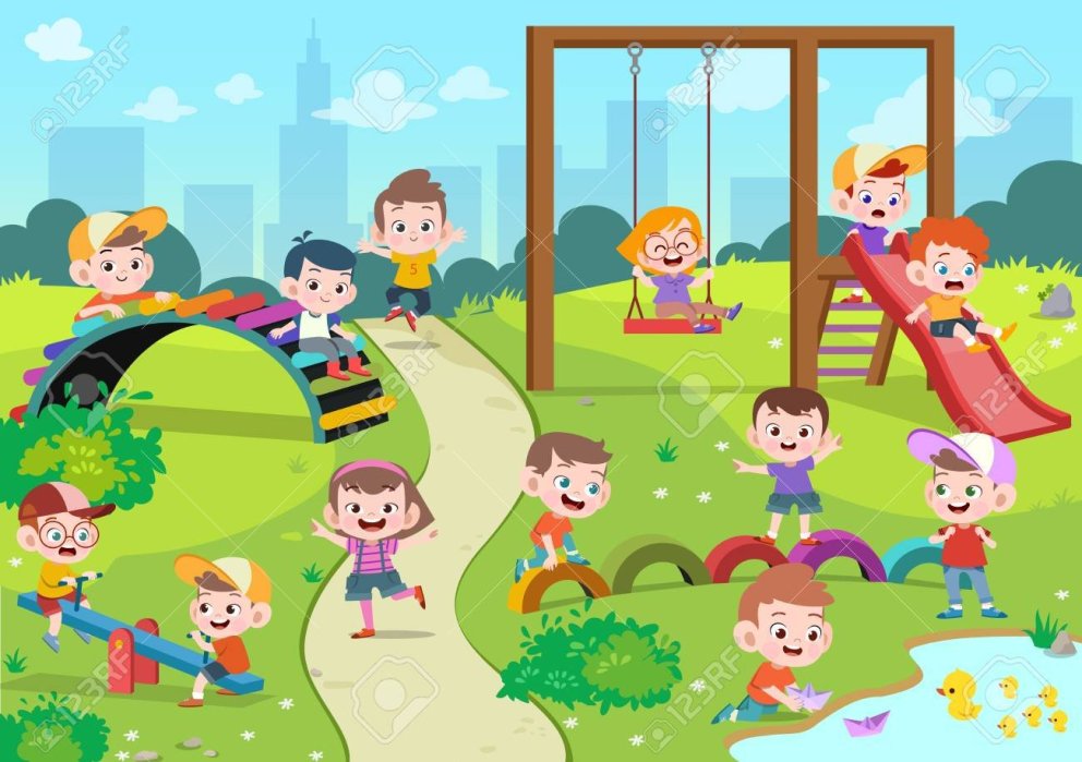 Leikskólabörn á skólalóð Sandgerðisskóla