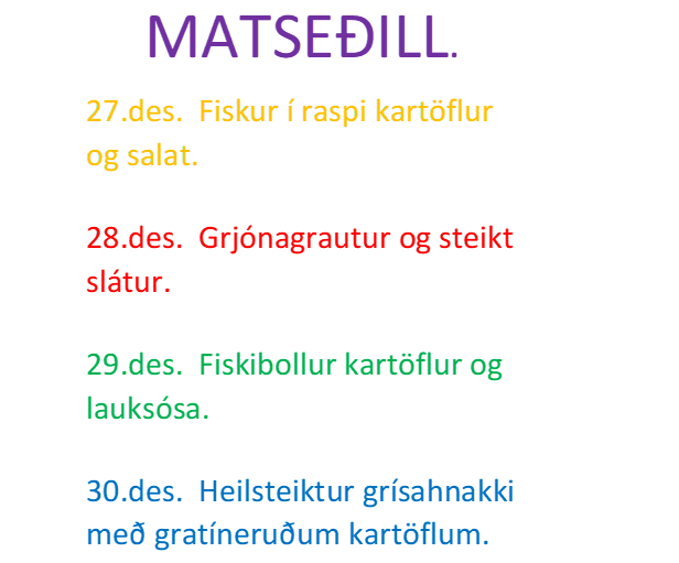 Matseðill vikunnar í Miðhúsum