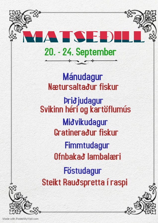 Matseðill vikunnar í Miðhúsum