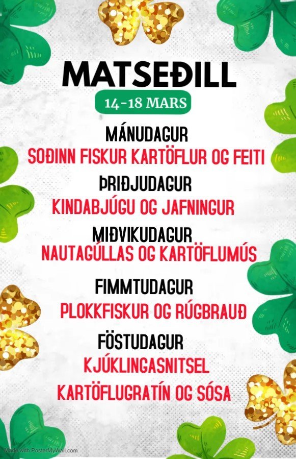 Matseðill vikunnar í Miðhúsum vikuna 14.-18. mars