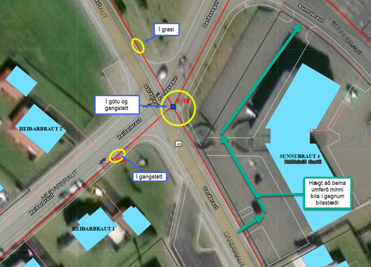 Framkvæmdir við gatnamót Garðbrautar, Gerðavegs og Heiðarbrautar