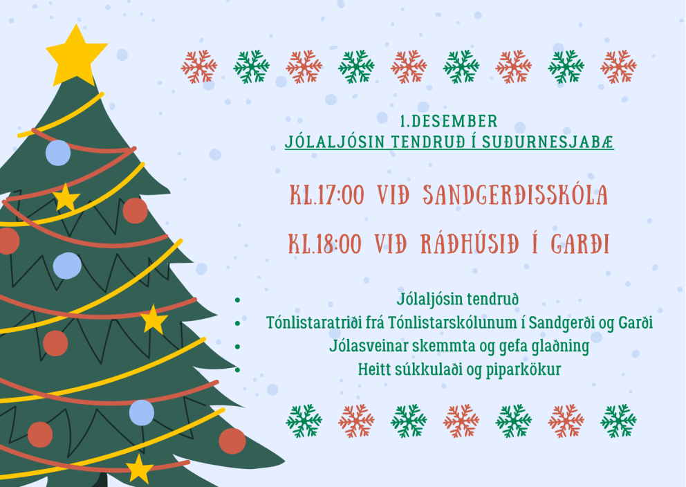 Jólaljósin verða tendruð í Suðurnesjabæ á Fullveldisdaginn