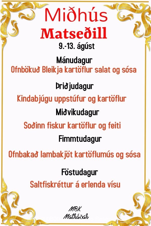 Matseðill vikunnar í Miðhúsum