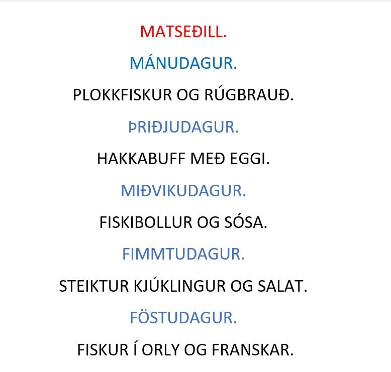 Matseðill vikunnar í Miðhúsum