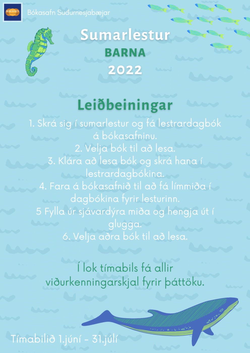 Sumarlestur barna á bókasafni Suðurnesjabæjar