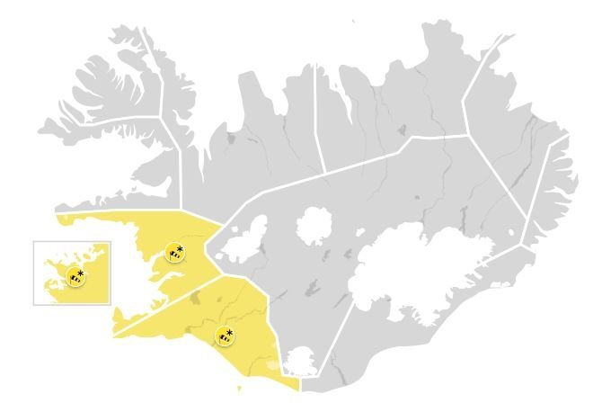 Gul viðvörun vegna veðurs