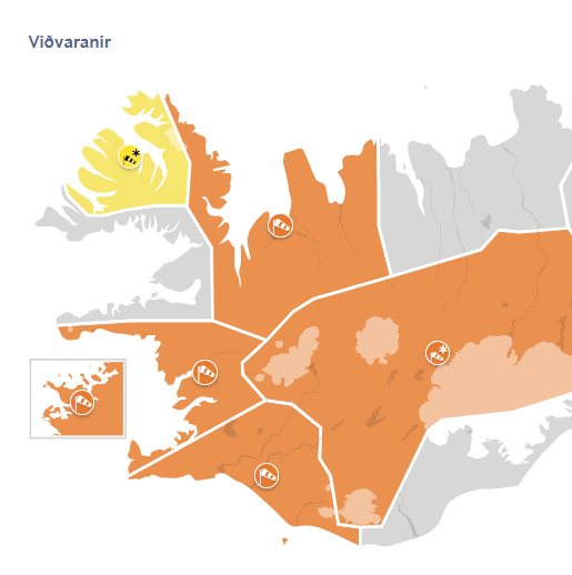 Appelsínugul viðvörun vegna veðurs