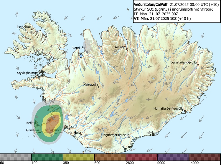 Gosmengun frá eldgosi
