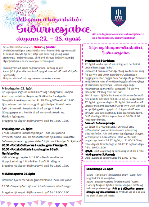 Bæjarhátíð í Suðurnesjabæ 22. - 28. ágúst