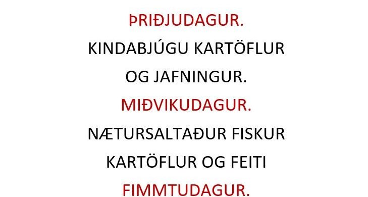 Matseðill vikunnar í Miðhúsum vikuna 13. - 16. júní