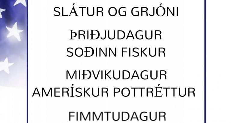 Matseðill vikunnar í Miðhúsum vikuna 26. - 30. sept