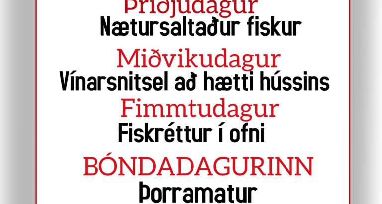 Matseðill vikunnar í Miðhúsum