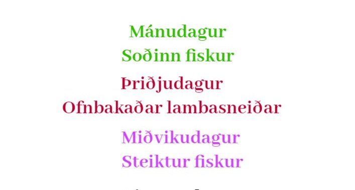 Matseðill vikunnar í Miðhúsum