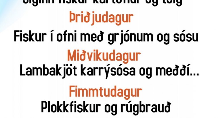 Matseðill vikunnar í Miðhúsum