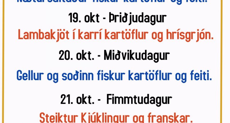 Matseðill vikunnar í Miðhúsum