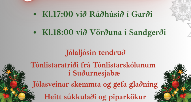 Jólaljósin verða tendruð í Suðurnesjabæ á Fullveldisdaginn