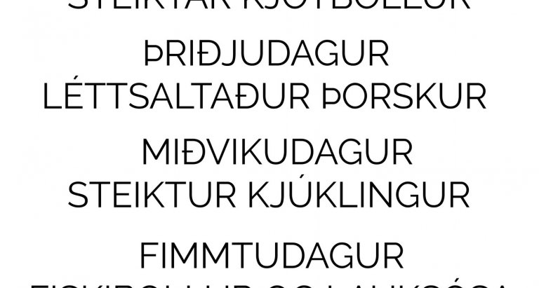 Matseðill vikunnar í Miðhúsum vikuna 19. - 23. sept