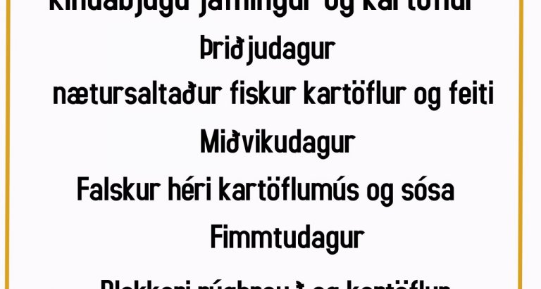 Matseðill vikunnar í Miðhúsum