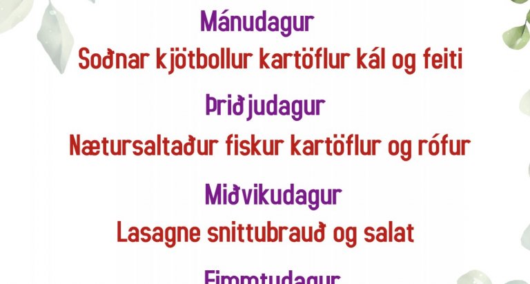 Matseðill vikunnar í Miðhúsum