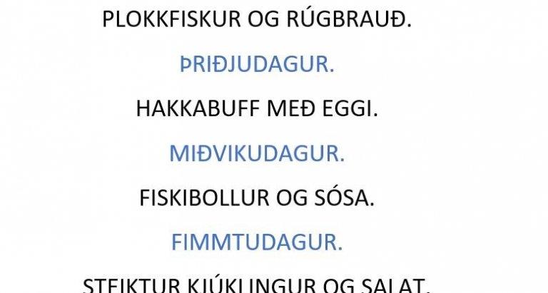 Matseðill vikunnar í Miðhúsum