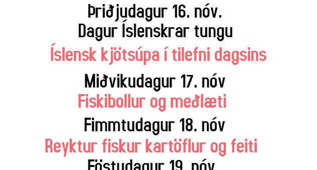 Matseðill vikunnar í Miðhúsum