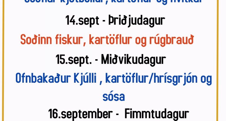 Matseðill vikunnar í Miðhúsum