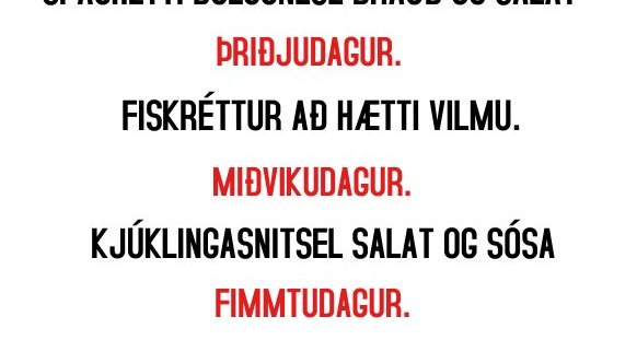 Matseðill vikunnar í Miðhúsum 18. -22. júlí.