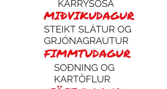 Matseðill vikunnar í Miðhúsum 2. - 5. ágúst
