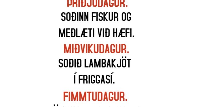 Matseðill vikunnar í Miðhúsum vikuna 20. - 24. júní